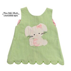 Babeeni Sz 2 Seersucker Easter Bunny Appliqué Swing Back Tunic Top